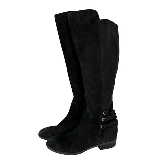 Vince Camuto Pauletta Knee High Suede Boots Size 8M Riding Equestrian Black - Picture 2 of 12